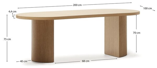 Jídelní stůl v dekoru dubu 100x200 cm Nealy – Kave Home