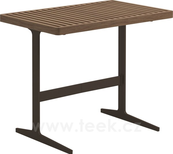 Gloster Hliníkový odkládací boční stolek vyšší Grid, Gloster, obdélníkový 50x80x67 cm, rám hliník barva meteor, deska teak