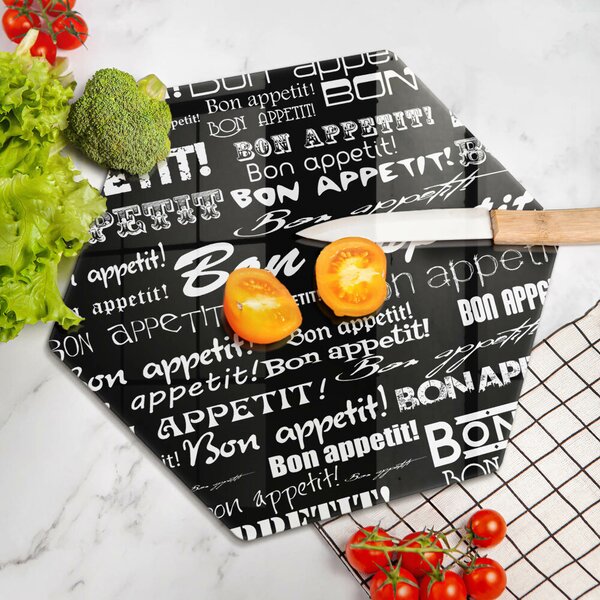 Skleněná deska do kuchyně Kuchyňské titulky bon appetit