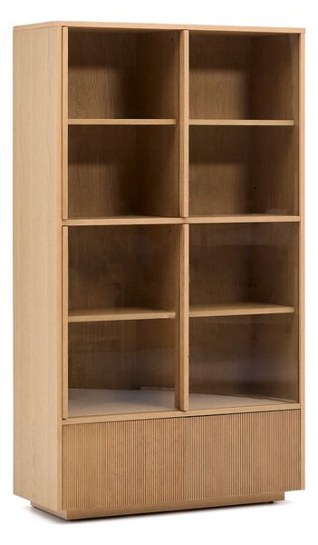 Vitrína v dekoru dubu s posuvnými dveřmi v přírodní barvě 100x174x40 cm Helvine – Kave Home