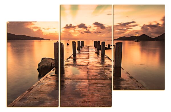 Obraz na plátně - Krásný západ slunce nad jezerem 1164FD (90x60 cm)