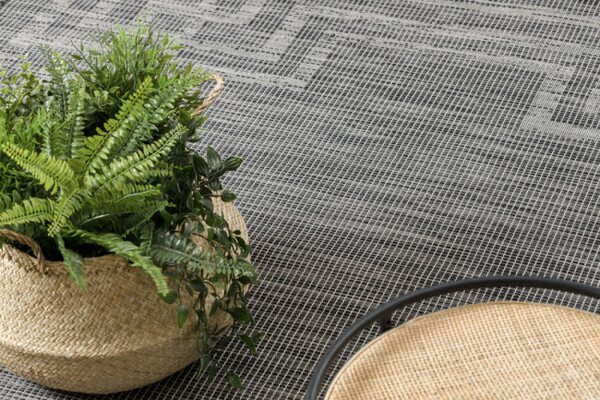 Koberec šňůrkový SIZAL PATIO ploské tkaní 3071 Řecký ramka - černý