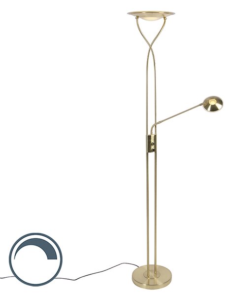 Moderní zlatá stojací lampa včetně LED s čtecím ramenem - Mallorca