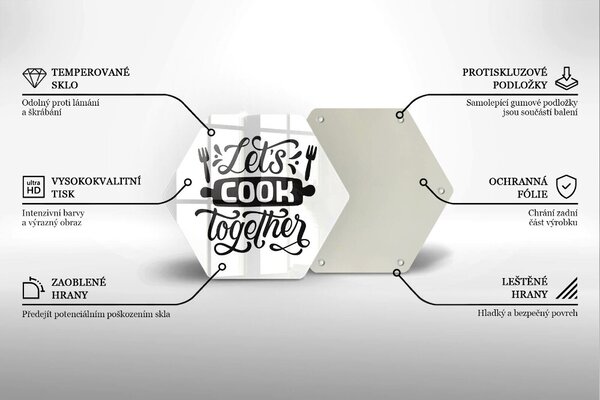 Skleněná deska do kuchyně Let's cook together