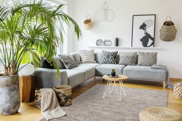 Koberec šňůrkový SIZAL PATIO ploské tkaní 3077 Boho - přírodní / béžový