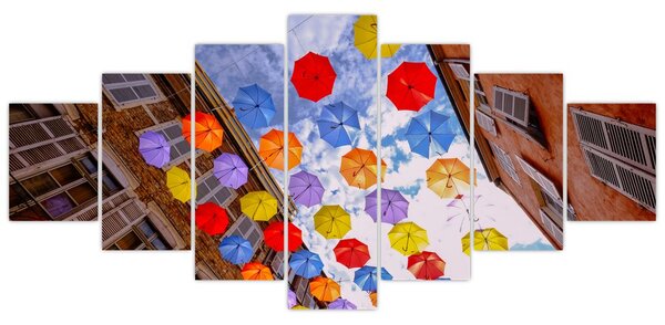 Obraz barevných deštníků (210x100 cm)