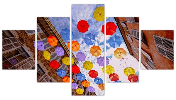 Obraz barevných deštníků (125x70 cm)