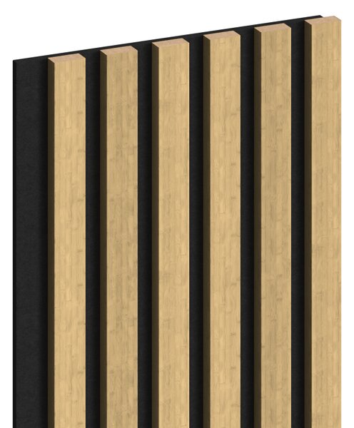 Mexen Lam-F, akustické stěnové lamely 275 × 30 cm, plstěný podklad 8 mm, technická dýha, bambus přírodní, S105-275307-3015-011