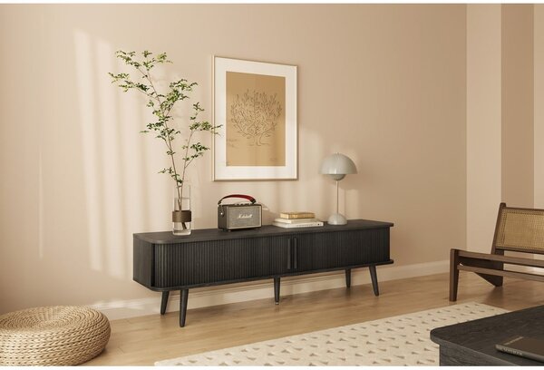 Černý TV stolek v dekoru dubu 178x50x40 cm Rove – Woodman