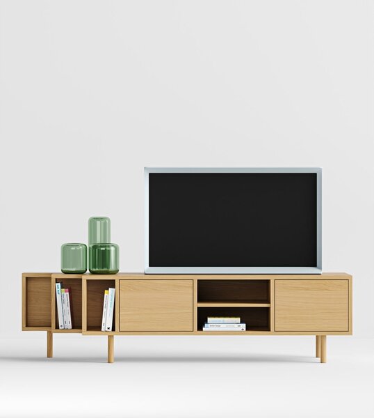 TV stolek v dekoru dubu v přírodní barvě 189x50x44 cm Shift – Woodman