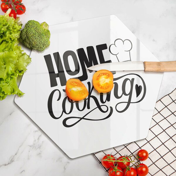 Skleněná deska do kuchyně Nápis home cooking