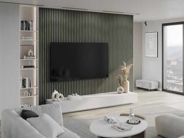 Mexen Lam-F, akustické stěnové lamely 275 × 30 cm, plstěný podklad 8 mm, technická dýha, dub Heritage, S105-275307-3015-008