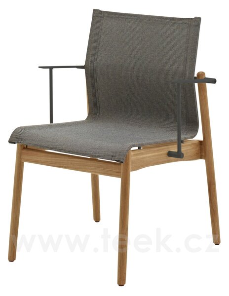 Gloster Stohovatelné jídelní křeslo Sway, Gloster, 65x61x82 cm, rám teak a lakovaný hliník/nerezová ocel barva java, výplet Batyline barva sepia