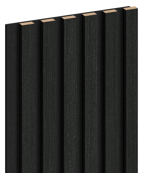 Mexen Lam-F, akustické stěnové lamely 275 × 30 cm, plstěný podklad 8 mm, technická dýha, dub černý stříbřitý, S105-275307-3015-025
