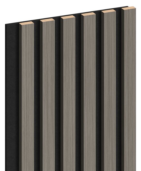 Mexen Lam-F, akustické stěnové lamely 275 × 30 cm, plstěný podklad 8 mm, technická dýha, dub ocelový, S105-275307-3015-006