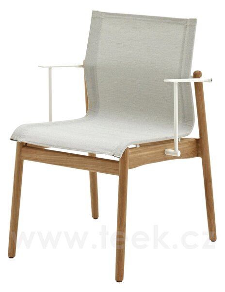Gloster Stohovatelné jídelní křeslo Sway, Gloster, 65x61x82 cm, rám teak a lakovaný hliník/nerezová ocel barva java, výplet Batyline barva sepia