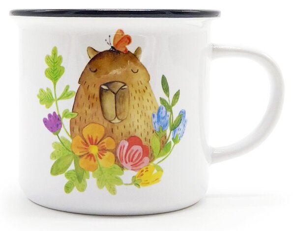 Keramický hrnek ePiPí Kapybara, bílý, český design, autorská ilustrace, 250 ml