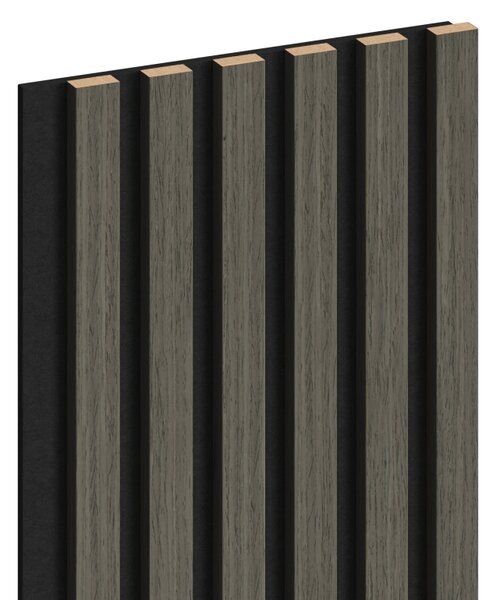 Mexen Lam-F, akustické stěnové lamely 275 × 30 cm, plstěný podklad 8 mm, technická dýha, dub onyxový, S105-275307-3015-010