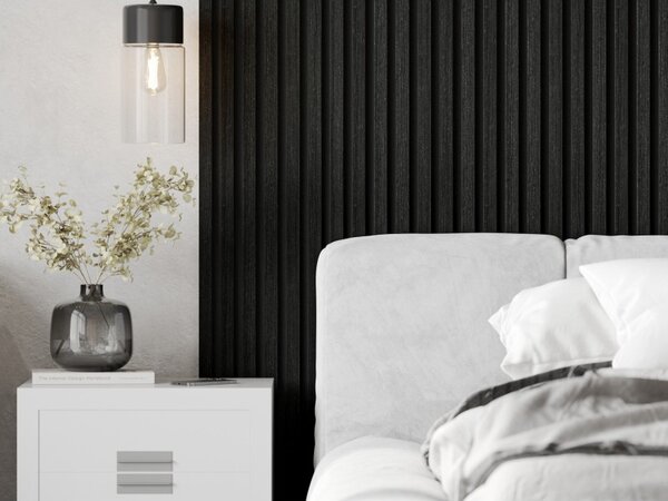 Mexen Lam-F, akustické stěnové lamely 275 × 30 cm, plstěný podklad 8 mm, technická dýha, dub černý stříbřitý, S105-275307-3015-025