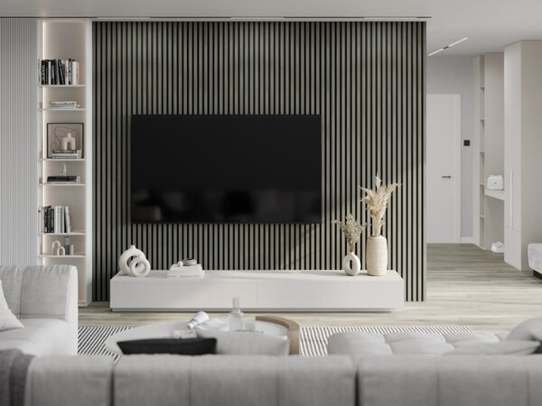 Mexen Lam-F, akustické stěnové lamely 275 × 30 cm, plstěný podklad 8 mm, technická dýha, dub Heritage, S105-275307-3015-008