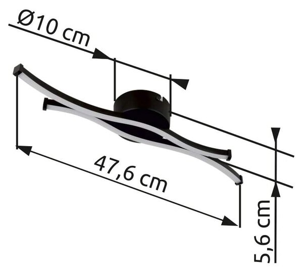Globo 67336-12 BOYD - Moderní LED stropní lustr v černé barvě, LED 12W, 3000K , 47,5cm (Stropní svítidlo v černé barvě vhodné do menších prostor)