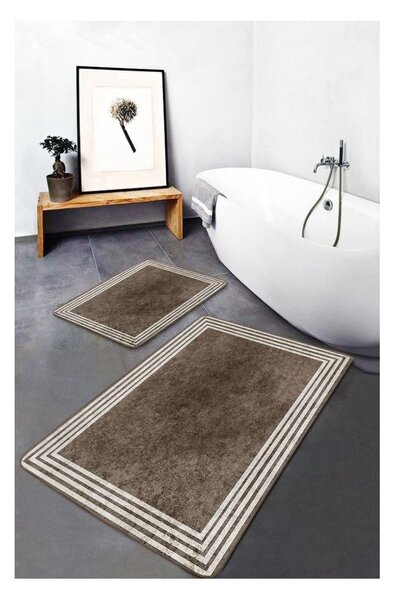 Taupe sametové koupelnové předložky v sadě 2 ks 60x100 cm – Mila Home