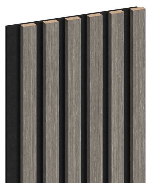 Mexen Lam-F, akustické stěnové lamely 275 × 30 cm, plstěný podklad 8 mm, technická dýha, dub stříbřitý, S105-275307-3015-007