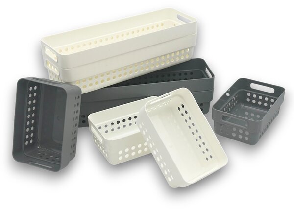 CONFORTIME Sada 2 košíků na organizaci, organizéry do zásuvky KOLE 24 x 7,5 cm - bílé