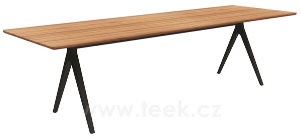 Gloster Jídelní stůl Split, Gloster, obdélníkový 280x92x74 cm, rám hliník barva meteor, deska teak