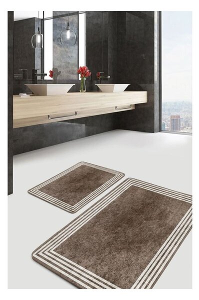 Taupe sametové koupelnové předložky v sadě 2 ks 60x100 cm – Mila Home