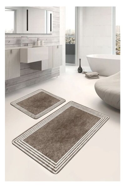 Taupe sametové koupelnové předložky v sadě 2 ks 60x100 cm – Mila Home