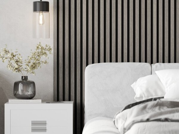 Mexen Lam-F, akustické stěnové lamely 275 × 30 cm, plstěný podklad 8 mm, technická dýha, dub stříbřitý, S105-275307-3015-007