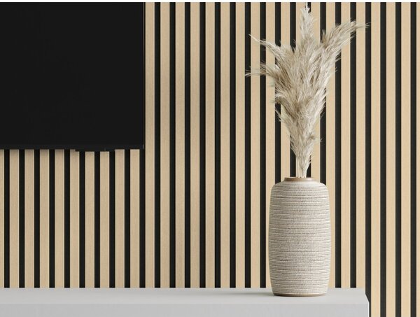 Mexen Lam-F, akustické stěnové lamely 275 × 30 cm, plstěný podklad 8 mm, technická dýha, dub pískový, S105-275307-3015-001