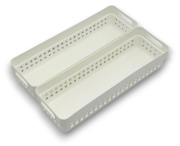 CONFORTIME Sada 2 košíků na organizaci, organizéry do zásuvky KOLE 24 x 7,5 cm - bílé