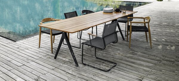 Gloster Jídelní stůl Split, Gloster, obdélníkový 280x92x74 cm, rám hliník barva meteor, deska teak
