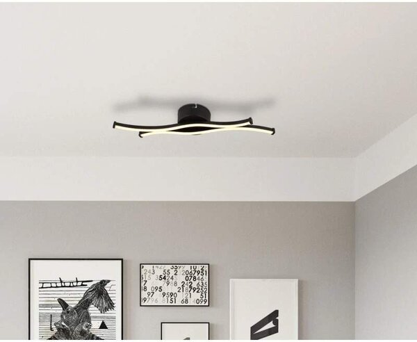 Globo 67336-12 BOYD - Moderní LED stropní lustr v černé barvě, LED 12W, 3000K , 47,5cm (Stropní svítidlo v černé barvě vhodné do menších prostor)