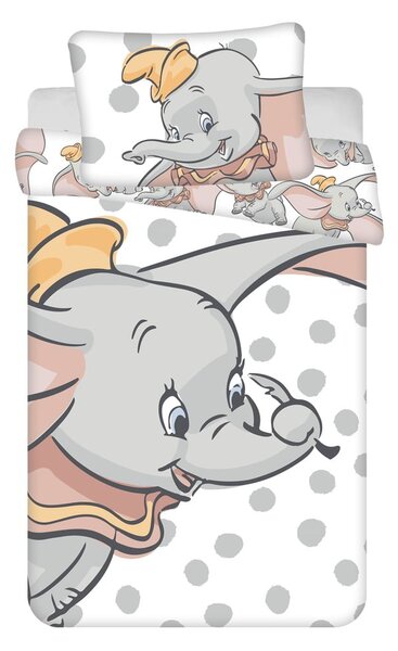Bílo-šedé bavlněné dětské povlečení do postýlky 100x135 cm Dumbo "Dots" – Jerry Fabrics