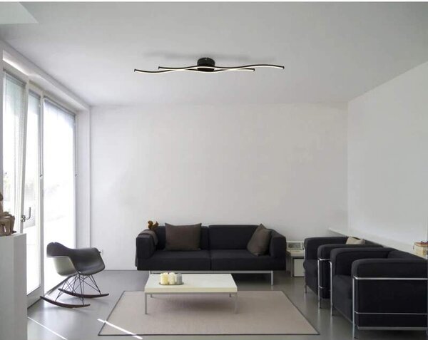 Globo 67336-30 BOYD - Moderní LED stropní lustr v černé barvě, LED 30W, 3000K , 110,4cm (Stropní svítidlo v černé barvě vhodné do větších místností)