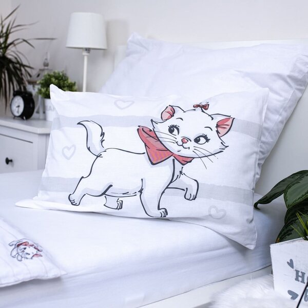 Bílé bavlněné dětské povlečení do postýlky 100x135 cm Marie Cat "Bow" – Jerry Fabrics
