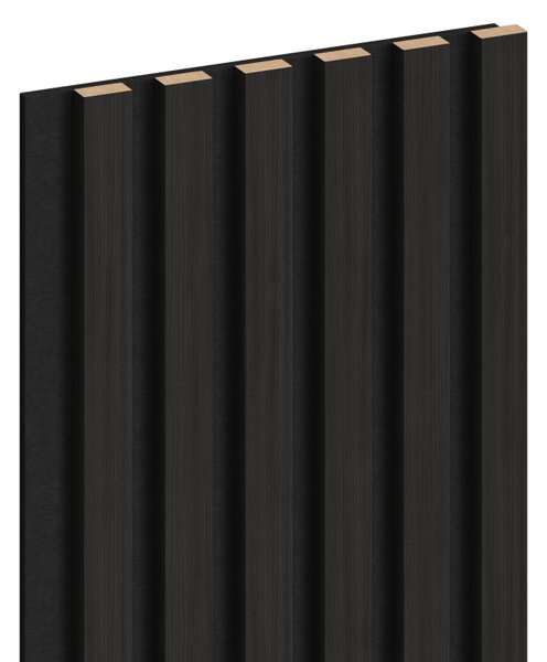 Mexen Lam-F, akustické stěnové lamely 275 × 30 cm, plstěný podklad 8 mm, technická dýha, eben černý, S105-275307-3015-023