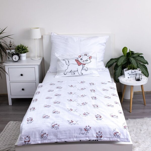 Bílé bavlněné dětské povlečení do postýlky 100x135 cm Marie Cat "Bow" – Jerry Fabrics
