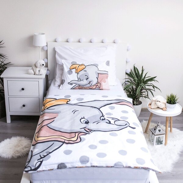 Bílo-šedé bavlněné dětské povlečení do postýlky 100x135 cm Dumbo "Dots" – Jerry Fabrics
