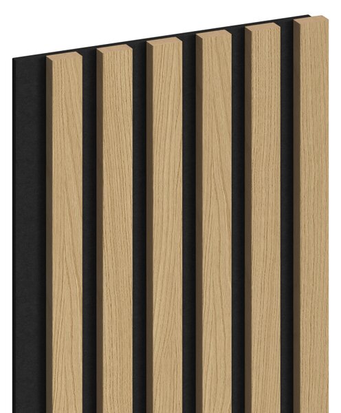Mexen Lam-F, akustické stěnové lamely 275 × 30 cm, plstěný podklad 8 mm, technická dýha, dub zlatavý, S105-275307-3015-003