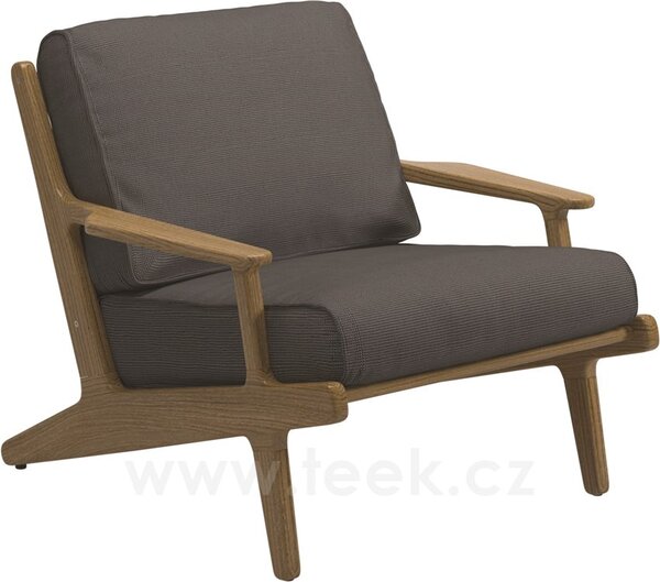 Gloster Teakové nízké křeslo Bay, Gloster, 86,5x93,5x72 cm, rám teak, výplet Batyline barva granite, sedáky kat. B barva dle vzorníku