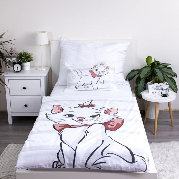 Bílé bavlněné dětské povlečení do postýlky 100x135 cm Marie Cat "Bow" – Jerry Fabrics