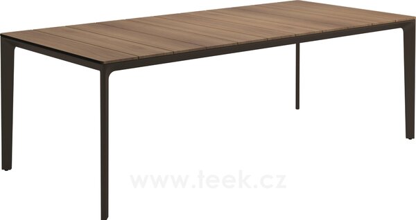 Gloster Jídelní stůl Carver, Gloster, obdélníkový 220x100x73 cm, rám hliník barva meteor, deska teak