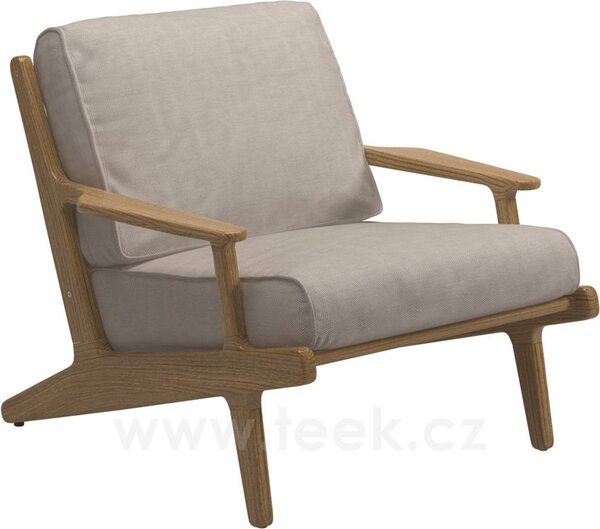 Gloster Teakové nízké křeslo Bay, Gloster, 86,5x93,5x72 cm, rám teak, výplet Batyline barva granite, sedáky kat. B barva dle vzorníku