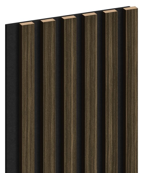 Mexen Lam-F, akustické stěnové lamely 275 × 30 cm, plstěný podklad 8 mm, technická dýha, eben královský, S105-275307-3015-020