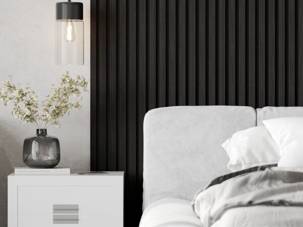 Mexen Lam-F, akustické stěnové lamely 275 × 30 cm, plstěný podklad 8 mm, technická dýha, eben černý, S105-275307-3015-023