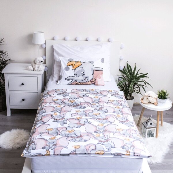Bílo-šedé bavlněné dětské povlečení do postýlky 100x135 cm Dumbo "Dots" – Jerry Fabrics